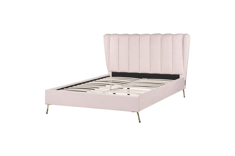 Säng med lamellram Miribel - Rosa, guld, 140x200 cm - Möbler - Säng - Sängram & sängstomme