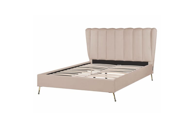 Säng med lamellram Miribel, Taupe, guld, 140x200 cm