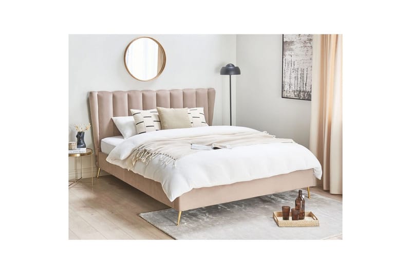 Säng med lamellram Miribel - Taupe, guld, 160x200 cm - Möbler - Säng - Sängram & sängstomme