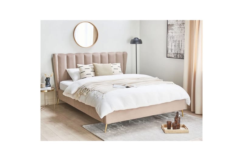 Säng med lamellram Miribel - Taupe, guld, 160x200 cm - Möbler - Säng - Sängram & sängstomme