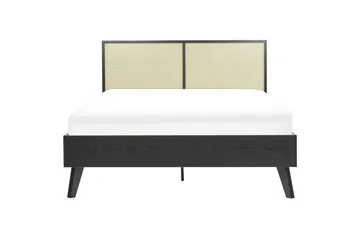 Säng med lamellram Monpazier - Svart, ljust trä, 140x200 cm - Möbler - Säng - Sängram & sängstomme