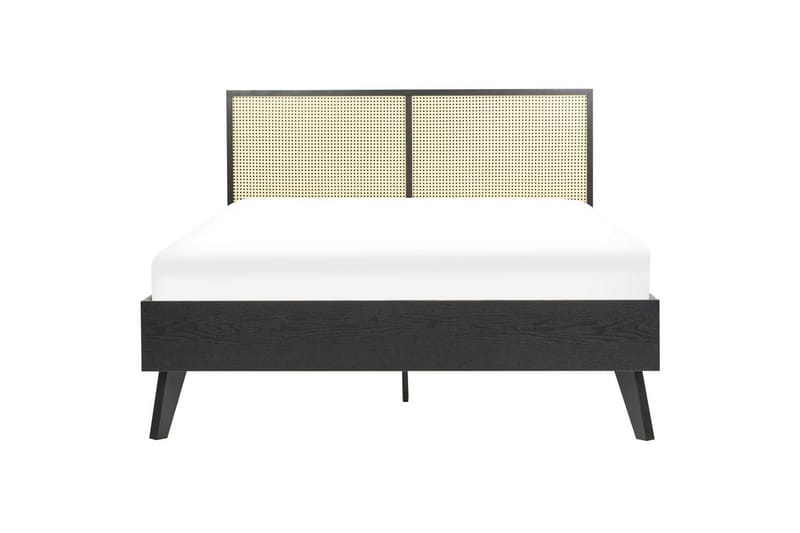 Säng med lamellram Monpazier - Svart, ljust trä, 140x200 cm - Möbler - Säng - Sängram & sängstomme