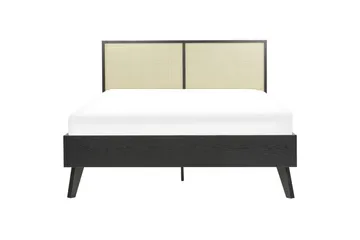 Säng med lamellram Monpazier - Svart, ljust trä, 140x200 cm - Möbler - Säng - Sängram & sängstomme