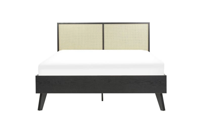 Säng med lamellram Monpazier - Svart, ljust trä, 140x200 cm - Möbler - Säng - Sängram & sängstomme