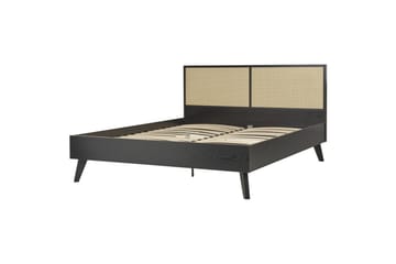 Säng med lamellram Monpazier - Svart, ljust trä, 160x200 cm - Möbler - Säng - Sängram & sängstomme