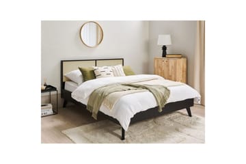 Säng med lamellram Monpazier - Svart, ljust trä, 160x200 cm - Möbler - Säng - Sängram & sängstomme