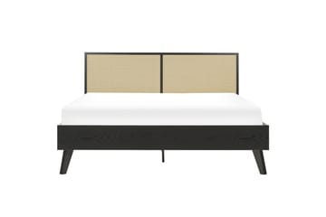 Säng med lamellram Monpazier - Svart, ljust trä, 160x200 cm - Möbler - Säng - Sängram & sängstomme