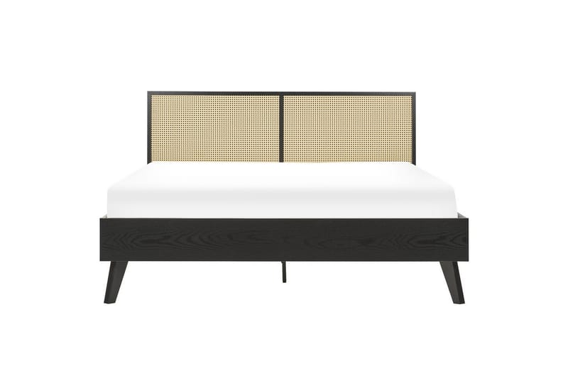 Säng med lamellram Monpazier - Svart, ljust trä, 160x200 cm - Möbler - Säng - Sängram & sängstomme