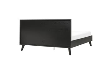 Säng med lamellram Monpazier - Svart, ljust trä, 160x200 cm - Möbler - Säng - Sängram & sängstomme