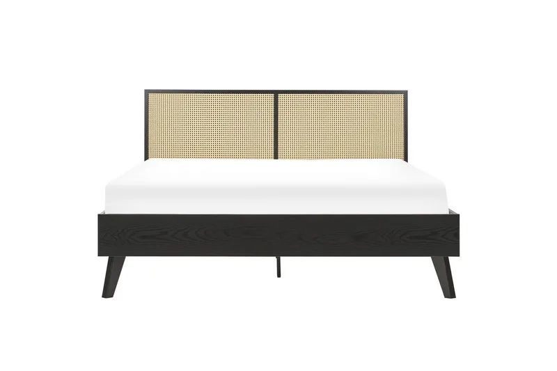 Säng med lamellram Monpazier - Svart, ljust trä, 160x200 cm - Möbler - Säng - Sängram & sängstomme