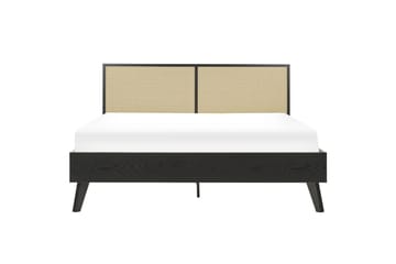 Säng med lamellram Monpazier - Svart, ljust trä, 160x200 cm - Möbler - Säng - Sängram & sängstomme