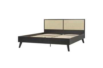 Säng med lamellram Monpazier - Svart, ljust trä, 180x200 cm - Möbler - Säng - Sängram & sängstomme