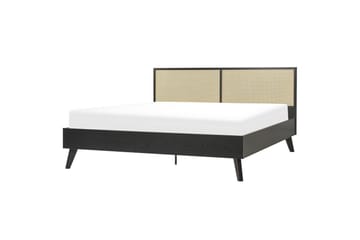 Säng med lamellram Monpazier - Svart, ljust trä, 180x200 cm - Möbler - Säng - Sängram & sängstomme