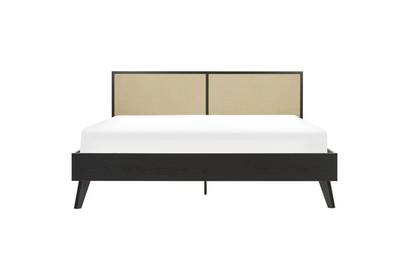 Säng med lamellram Monpazier - Svart, ljust trä, 180x200 cm - Möbler - Säng - Sängram & sängstomme
