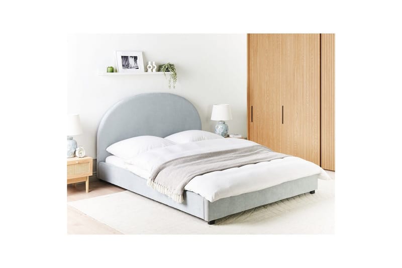 Säng med lamellram Vaucluse - Ljusblå/Polyester, 160x200 cm - Möbler - Säng - Sängram & sängstomme