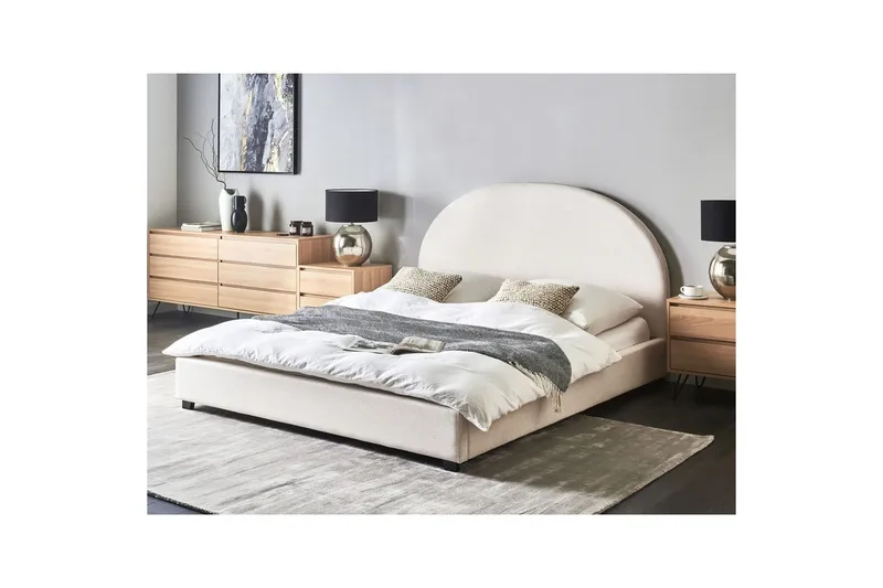 Säng med lamellram Vaucluse - Vit/Polyester, 160x200 cm - Möbler - Säng - Sängram & sängstomme