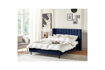 Säng med lamellram Villette - Blå, Svart, 160x200 cm - Möbler - Säng - Sängram & sängstomme