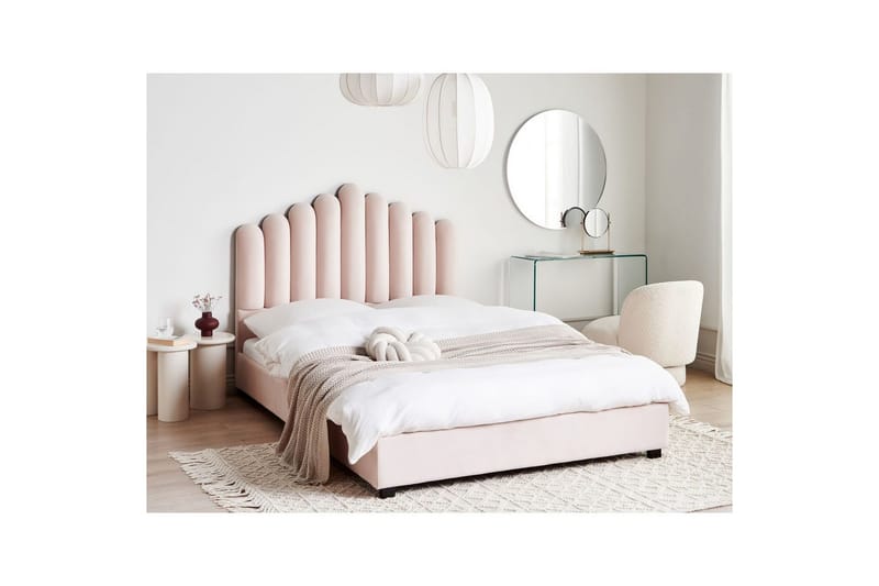 Säng med lamellram Vincennes - Rosa, Svart, 140x200 cm - Möbler - Säng - Sängram & sängstomme