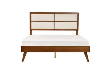 Säng med lamellram Poissy - Mörk trä, beige, 160x200 cm - Möbler - Säng - Sängram & sängstomme
