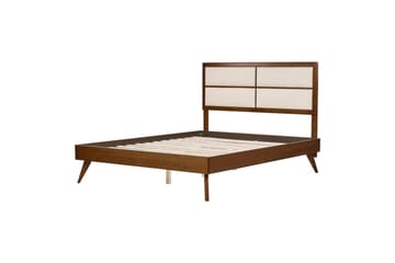 Säng med lamellram Poissy - Mörk trä, beige, 160x200 cm - Möbler - Säng - Sängram & sängstomme