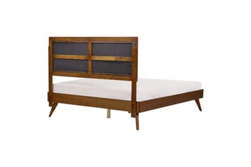 Säng med lamellram Poissy - Mörk trä, beige, 160x200 cm - Möbler - Säng - Sängram & sängstomme