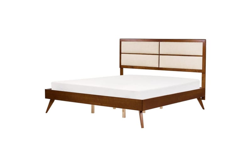 Säng med lamellram Poissy - Mörk trä, beige, 180x200 cm - Möbler - Säng - Sängram & sängstomme