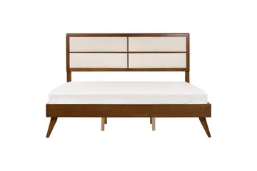 Säng med lamellram Poissy - Mörk trä, beige, 180x200 cm - Möbler - Säng - Sängram & sängstomme