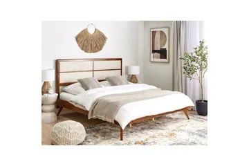 Säng med lamellram Poissy - Mörk trä, beige, 180x200 cm - Möbler - Säng - Sängram & sängstomme