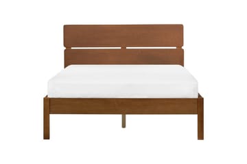 Säng med LED-belysning Boisset - Brun/Gummiträ, 140x200 cm - Möbler - Säng - Sängram & sängstomme