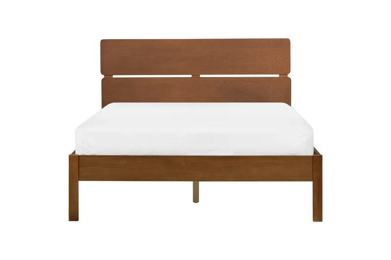 Säng med LED-belysning Boisset - Brun/Gummiträ, 140x200 cm - Möbler - Säng - Sängram & sängstomme