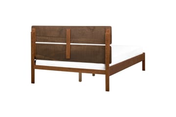 Säng med LED-belysning Boisset - Brun/Gummiträ, 140x200 cm - Möbler - Säng - Sängram & sängstomme