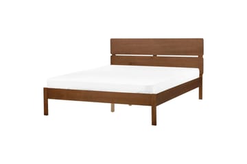 Säng med LED-belysning Boisset - Brun/Gummiträ, 160x200 cm - Möbler - Säng - Sängram & sängstomme