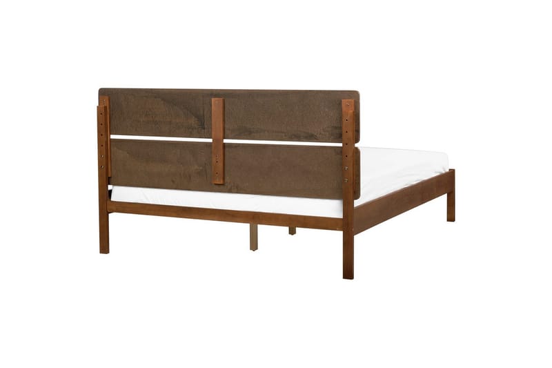 Säng med LED-belysning Boisset - Brun/Gummiträ, 160x200 cm - Möbler - Säng - Sängram & sängstomme