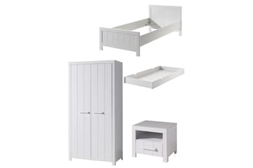 Säng med nattduksbord 2-dörrars garderob Låda Erik - Möbler - Säng - Möbelset för sovrum