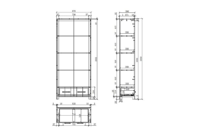 Säng med nattduksbord 2-dörrars garderob Skrivbord Bokhylla Erik - Möbler - Säng - Möbelset för sovrum