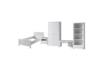 Säng med nattduksbord 2-dörrars garderob Skrivbord Bokhylla Erik - Möbler - Säng - Möbelset för sovrum