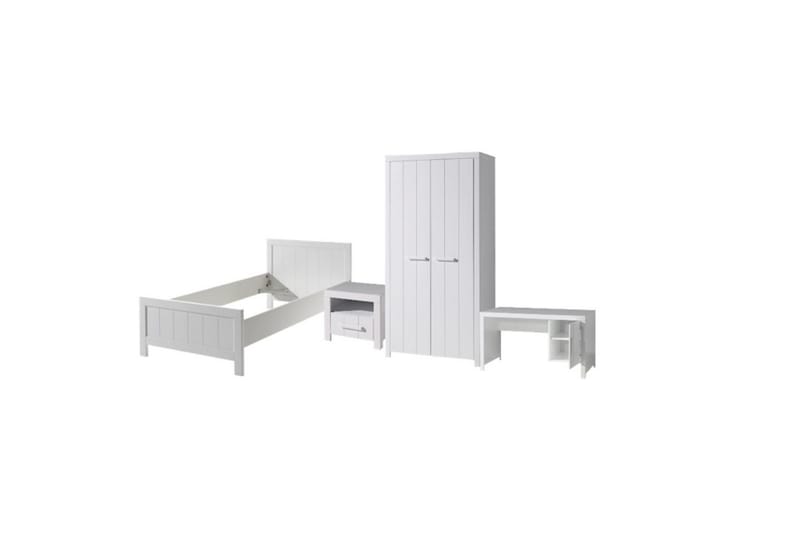 Säng med nattduksbord 2-dörrars garderob Skrivbord Erik