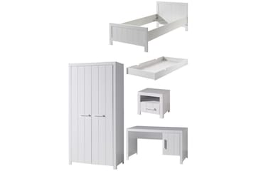 Säng med nattduksbord 2-dörrars garderob Skrivbord Låda Erik - Möbler - Säng - Möbelset för sovrum