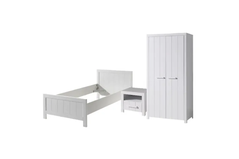 Säng med nattduksbord 2-dörrs garderob Erik