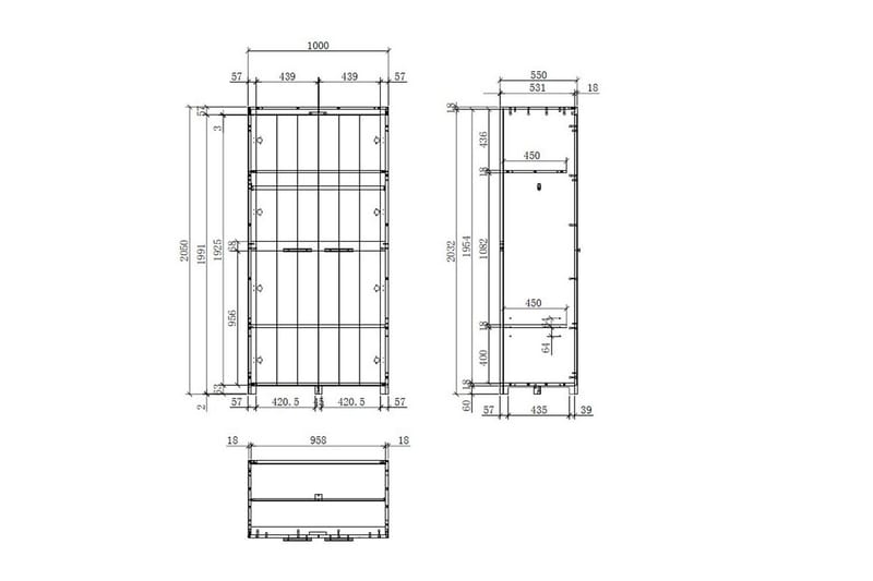 Säng med nattduksbord 2-dörrs garderob Erik - Möbler - Säng - Möbelset för sovrum