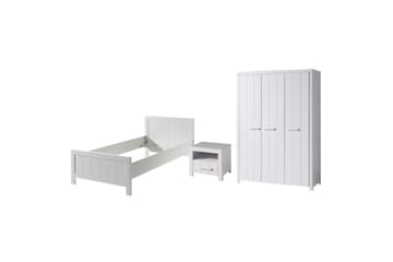 Säng med nattduksbord 3-dörrars garderob Erik - Möbler - Säng - Möbelset för sovrum