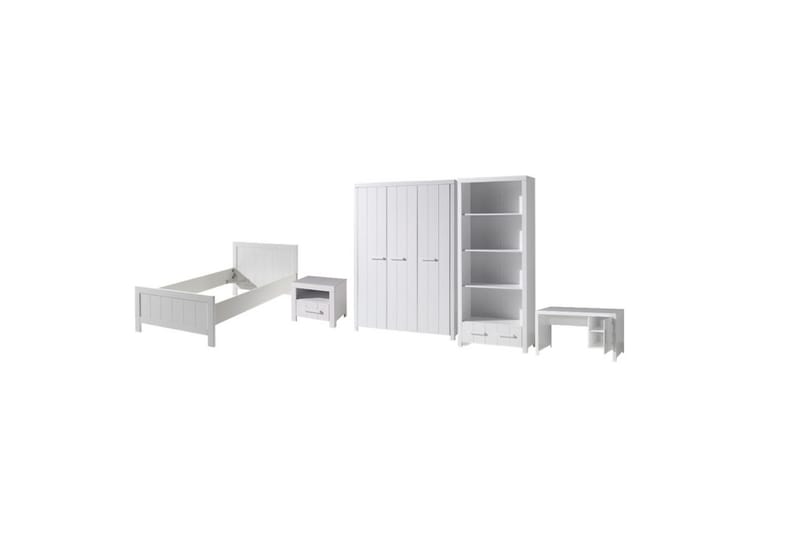 Säng med nattduksbord 3-dörrars garderob Skrivbord Bokhylla Erik