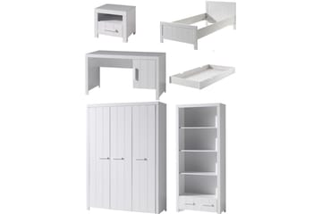 Säng med nattduksbord 3-dörrars garderob Skrivbord Bokhylla Låda Erik - Möbler - Säng - Möbelset för sovrum