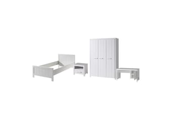 Säng med nattduksbord 3-dörrars garderob Skrivbord Erik - Möbler - Säng - Möbelset för sovrum