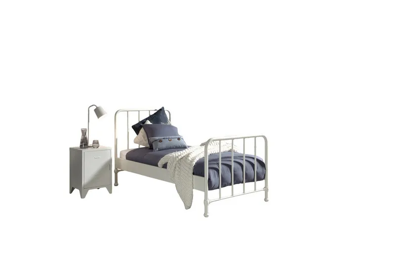 Säng med nattduksbord Bronxx Vit, Vit