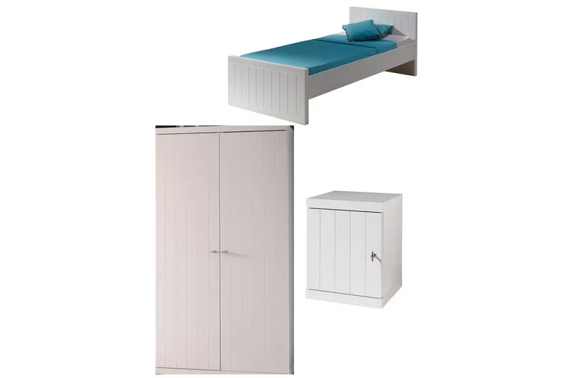 Säng med nattduksbord garderob Robin