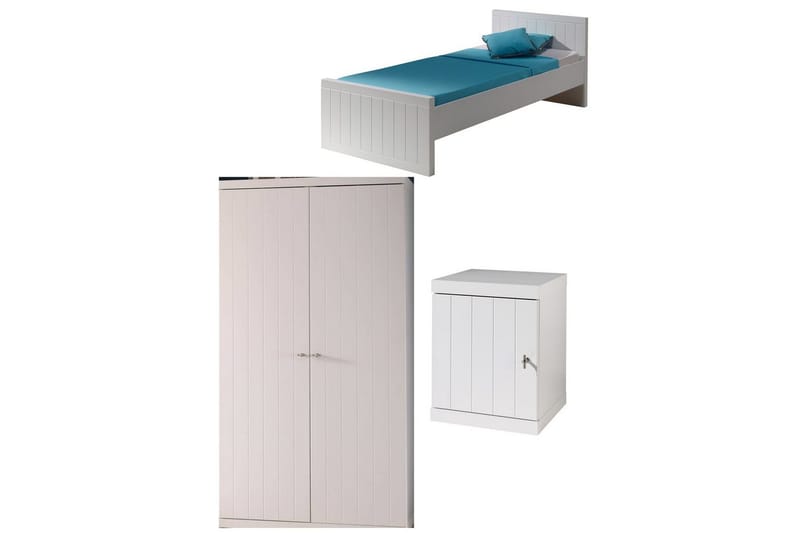 Säng med nattduksbord garderob Robin