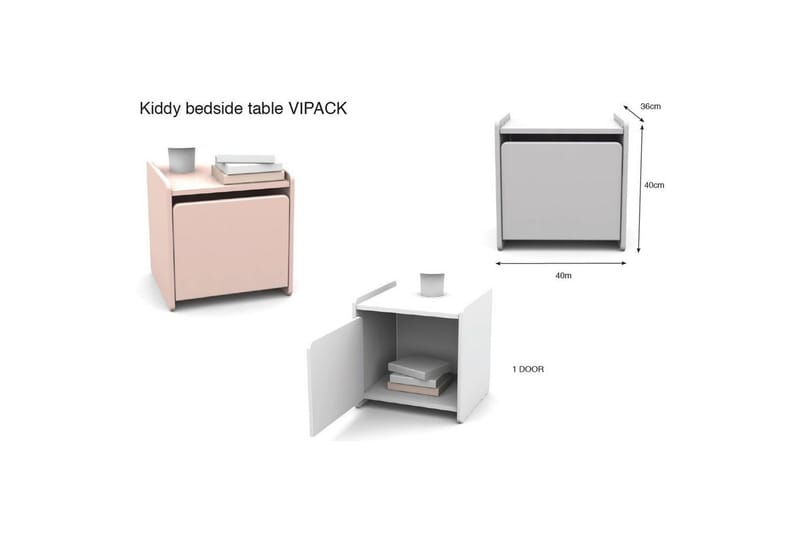 Säng med nattduksbord Kiddy Rosa - Rosa - Möbler - Säng - Möbelset för sovrum