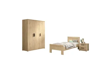 Säng med nattduksbord tredörrars garderob Sam - Möbler - Säng - Möbelset för sovrum