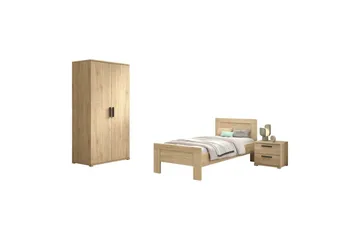 Säng med nattduksbord tvådörrars garderob Sam - Möbler - Säng - Möbelset för sovrum